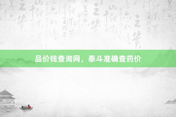 品价钱查询网，泰斗准确查药价